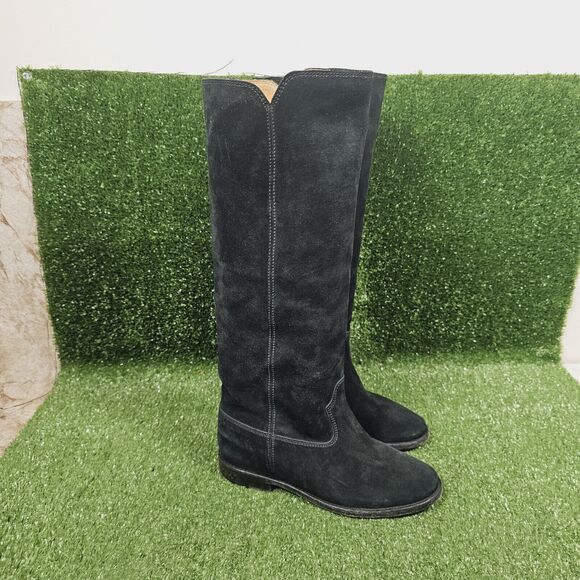 Isabel Marant Etoile Tall Black Suede Pull On Boots Womens Size EU 38 US 8 - Picture 1 of 13